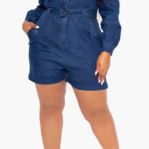 Stylish Blue Denim Romper Plus Size NWT 3XL (18W - 20W) - Picture 3 of 6